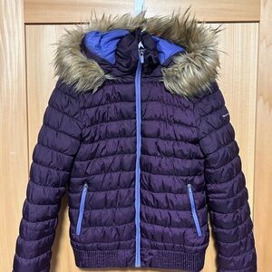 Women’s Merrell Purple Puffer Jacket with Faux Fur Hood